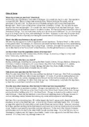 English worksheet: Cities and towns an interview with a US sitizen