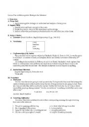 English Worksheet: metacognititve strategies for literature