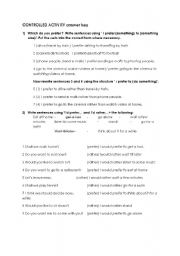 English worksheet: expressing preferences worksheet