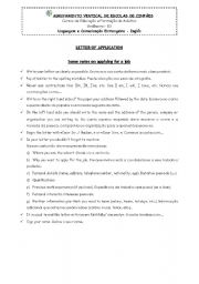 English Worksheet: Letter of Application