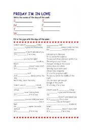 English Worksheet: FRIDAY IM IN LOVE