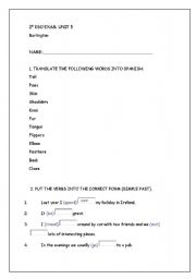 English worksheet: animals and past to be