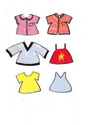 English Worksheet: Clothes - paper dolls - top parts