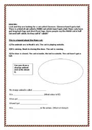 English worksheet: reading comprehension