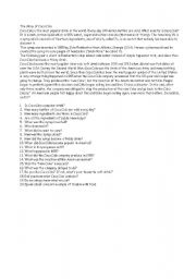 English Worksheet: reading- the story of coca cola