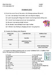 English Worksheet: GRAMMAR QUIZ COMPARATIVES - SUPERLATIVES - PAST