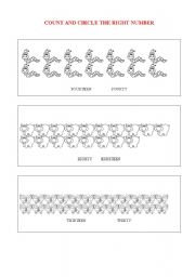 English worksheet: cuont and circle the right number