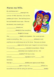 English Worksheet: My wife Maree