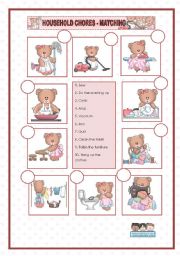 English Worksheet: HOUSEHOLD CHORES - MATCHING