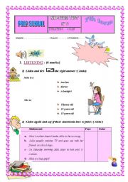 English Worksheet: MID TERM TEST  FOR 7TH BASIC EDUCATION