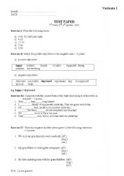 English worksheet: TEST PAPER - 7TH GRADE