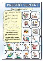 English Worksheet: PRESENT PERFECT - MATCHING