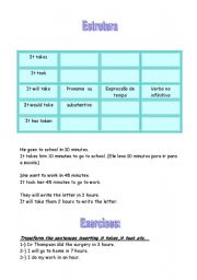 English Worksheet: It takes it took  it will take