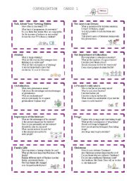 English Worksheet: Conversation Cards 1/3