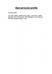 English worksheet: Profile