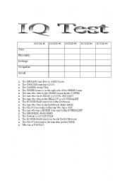 English worksheet: IQ Test