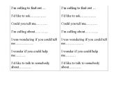 English worksheet: How to start a telephone conversation