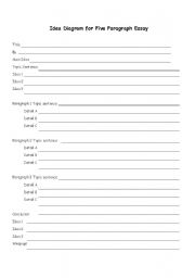 English Worksheet: 5 Paragraph Essay Outline