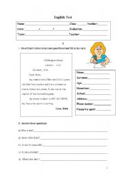 English Worksheet: English Test
