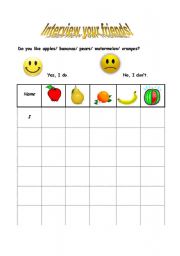 English worksheet: Fruit Interview