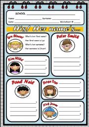 English Worksheet: WHAT�S HIS/HER NAME?