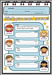 English Worksheet: PERSONAL IDENTIFICATION - NAME & SURNAME