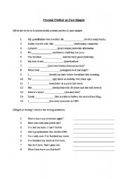 English Worksheet: Present perfect and past simple