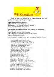 English Worksheet: WH-QUESTIONS