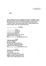 English worksheet: Isn´t She Lovely?
