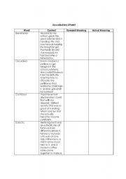 English worksheet: Personal Dictionary or Vocabulary Sheet