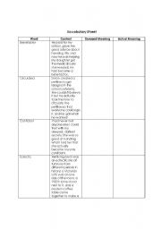 English Worksheet: Personal Dictionary or Vocabulary Sheet