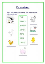 English Worksheet: Farm animals