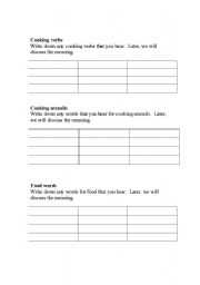 English worksheet: cooking verbs