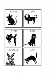 English worksheet: Go fish! Animals