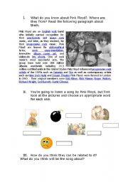 English Worksheet: pink floyd song 