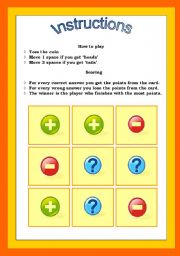 English Worksheet: Instructions to the game Present Simple All forms
