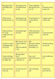 English Worksheet: Sentence cards to the game Present Simple All forms