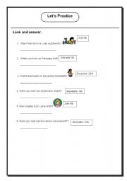 English Worksheet: Birthadays