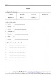 English worksheet: Days (Beginner)