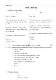 English Worksheet: Short Letter