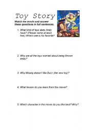 English worksheet: Toy story worksheet