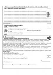 English Worksheet: diagnostic test