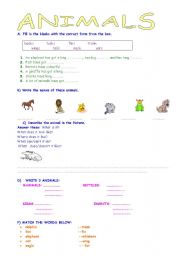 English worksheet: ANIMALS