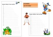 English Worksheet: SUMMER HOLIDAYS ACTIVITIES