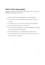 English worksheet: Free Trade Report 