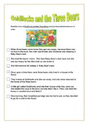 English Worksheet: Goldilocks and the Three Bears