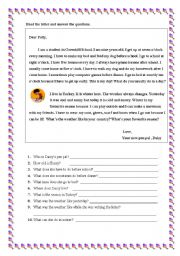English Worksheet: a letter to a pen pal