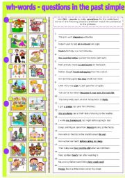 English Worksheet: WH - WORDS - MAKING QUESTIONS IN THE PAST SIMPLE