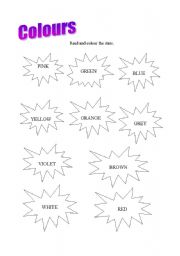 English Worksheet: Colours