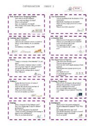 English Worksheet: Conversation Cards 2/3